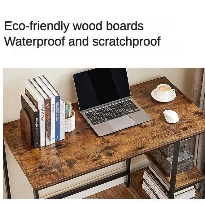 Wooden Computer Desk Work Table with Adjustable Shelves