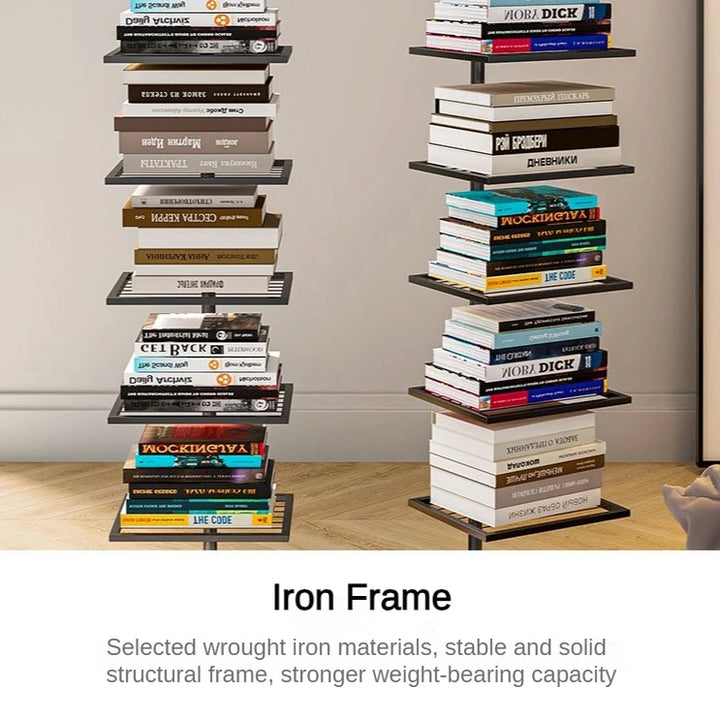 Wrought Iron Invisible Bookshelf Marble Bottom Bookcase