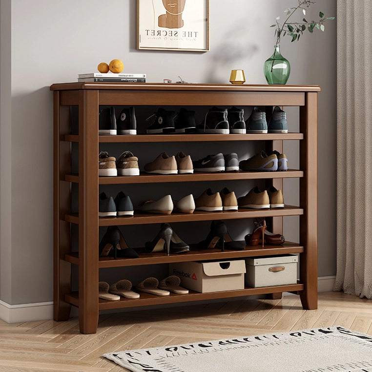 5-Shelf Solid Wood Adjustable Shoe Storage Rack for Entryway – Zwob