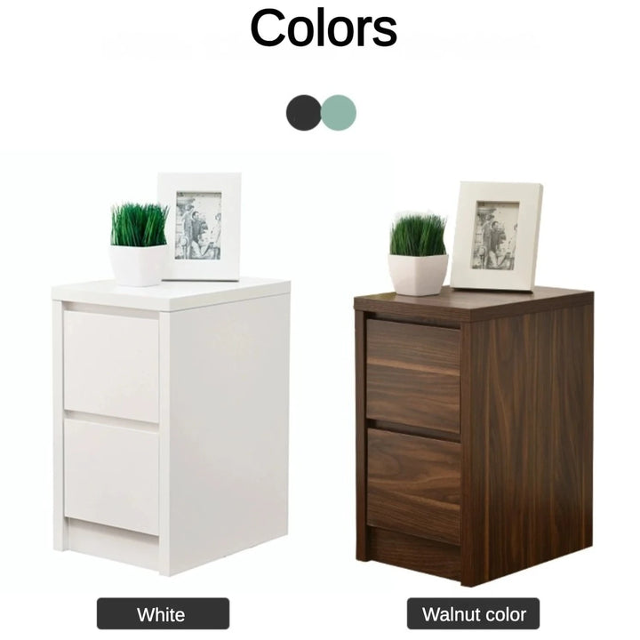 Narrow Wood Nightstand White Bedside Cabinet_1