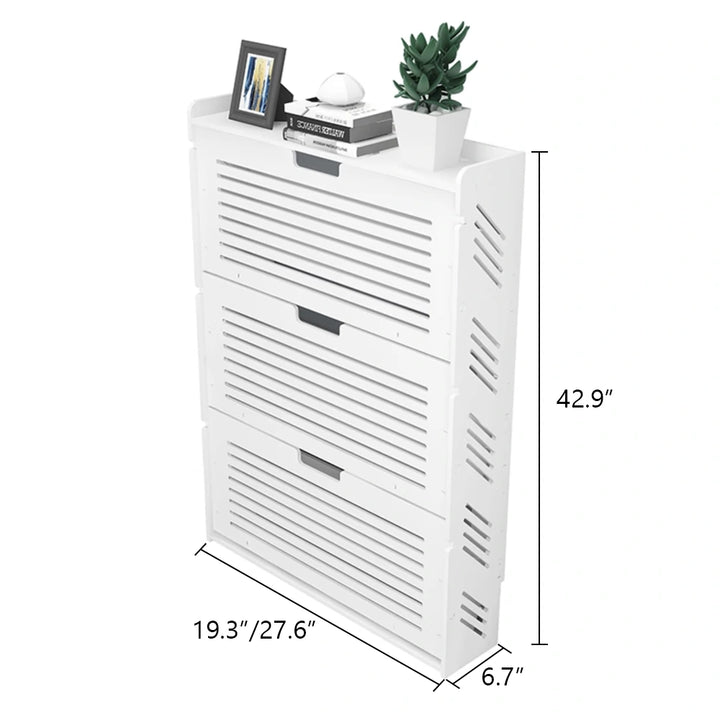 Tipping Bucket Shoe Cabinet with Flip-Drawer