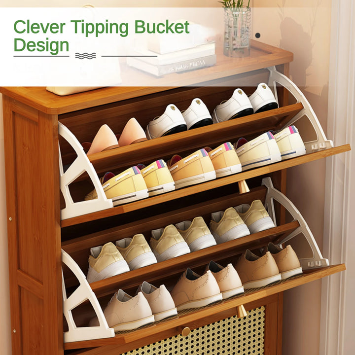 Hallway Tipping Bucket Shoe Storage Cabinet for Small Spaces