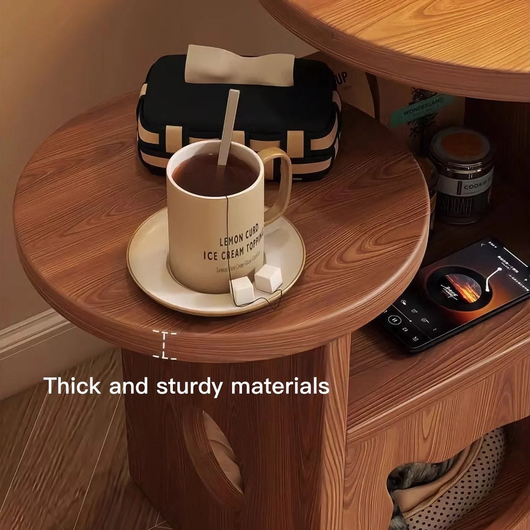 Solid Wood Multi-Functional Side Table with Cat House