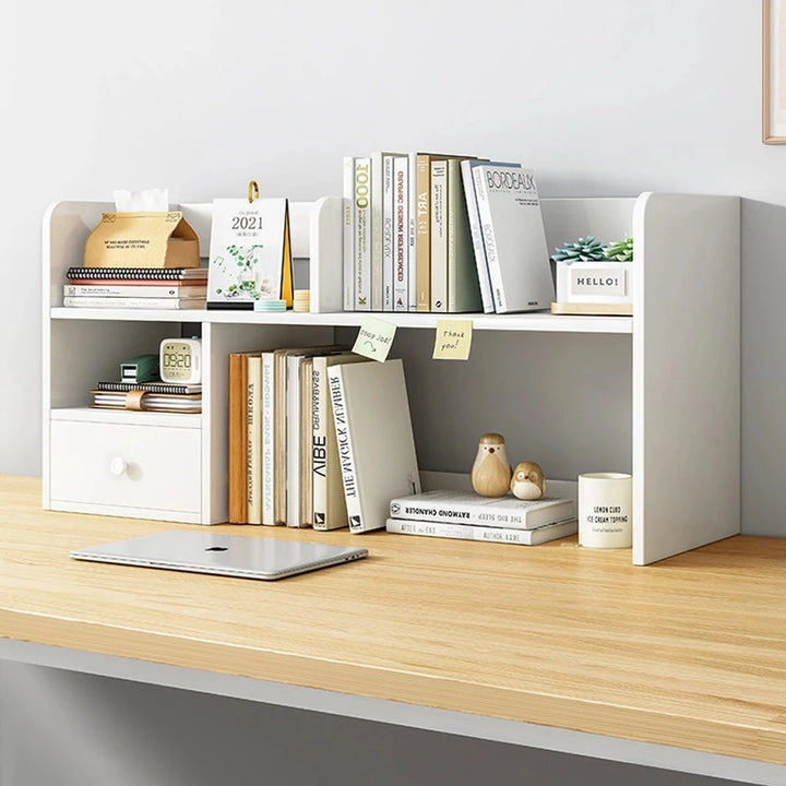Wooden Desk Organizer Storage Shelf with Drawers