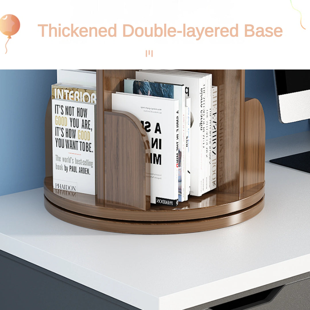 Desktop Rotating Bookcase Multifunctional Storage Shelf