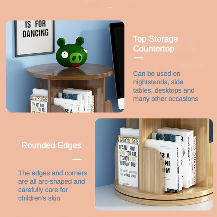 Desktop Rotating Bookcase Multifunctional Storage Shelf