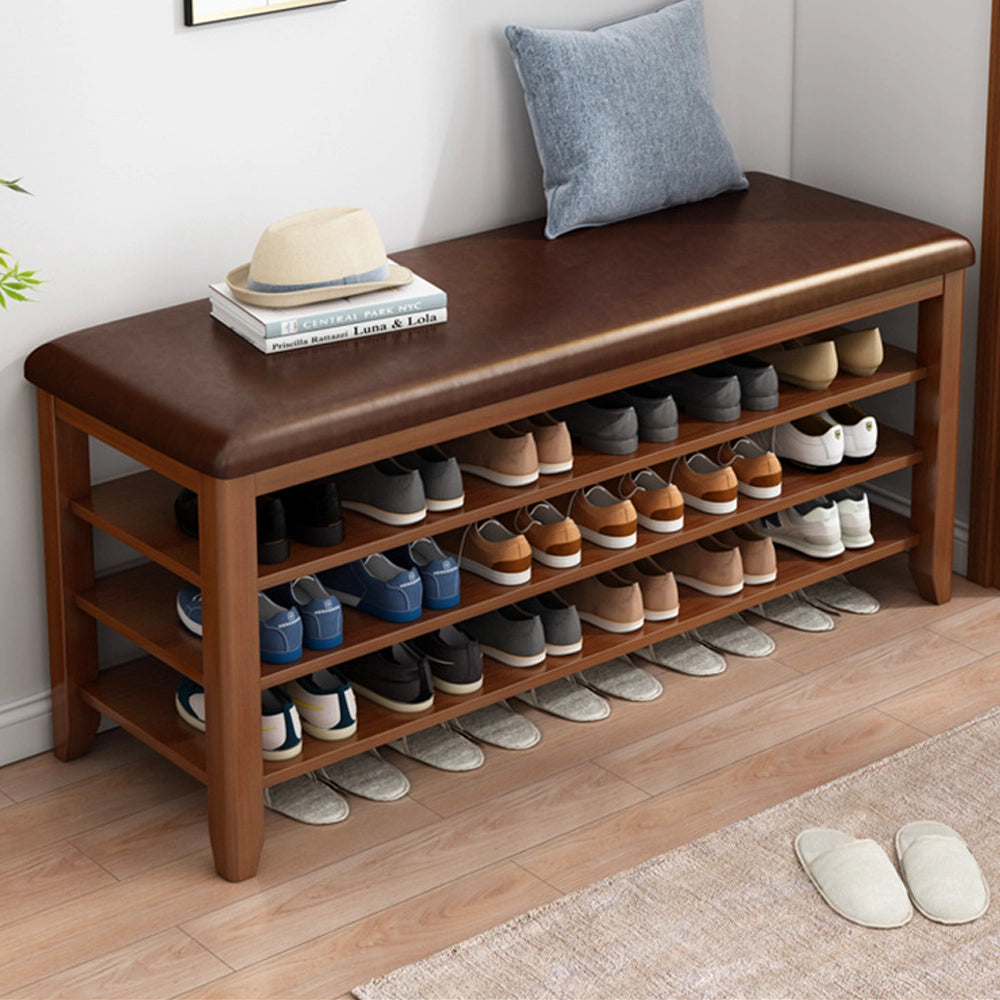 Entryway Solid Wood Shoe Storage Bench Multi tier Shoe Rack