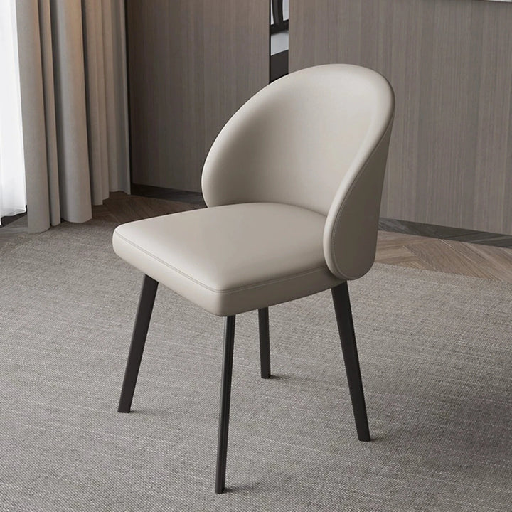 Modern Simple Leather Chair with Metal Legs for Dining and Living Room
