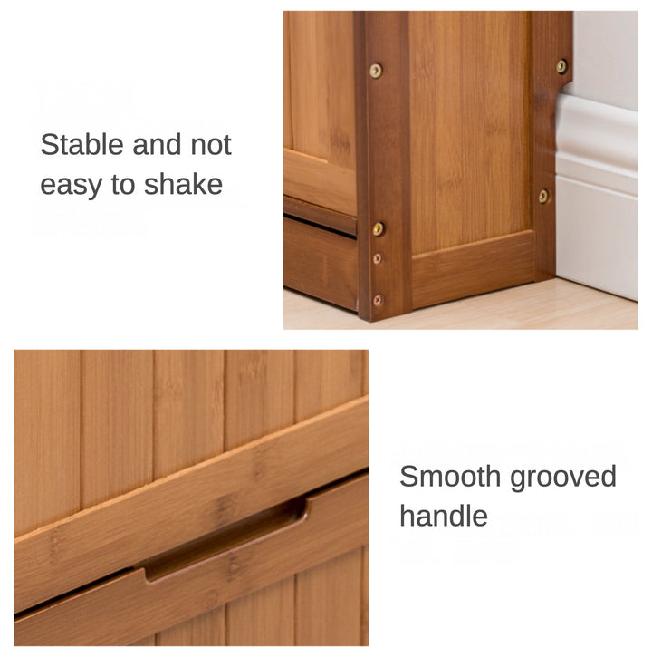 Natural Shoe Storage Cabinet with 3 Flip Door Drawers