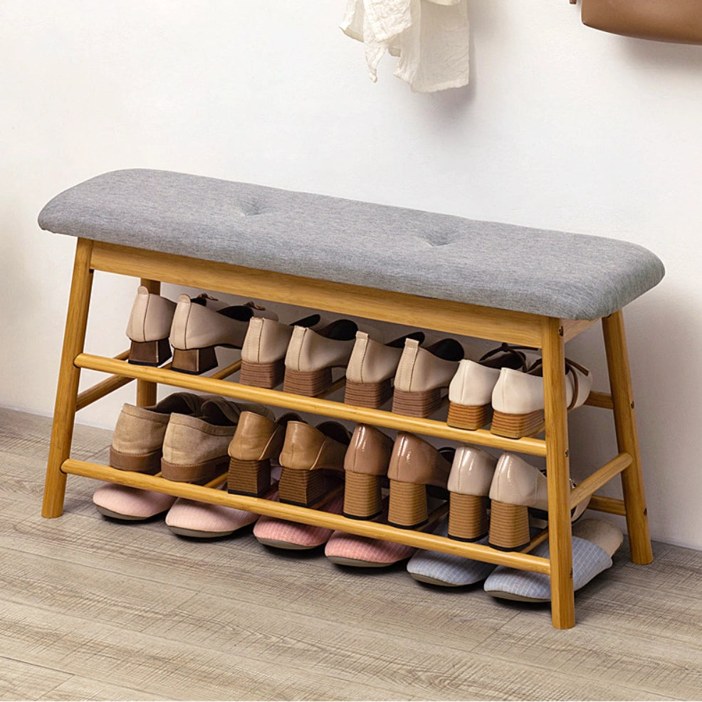 Shoe Storage Bench with Flip-Up Storage Padded Cushion