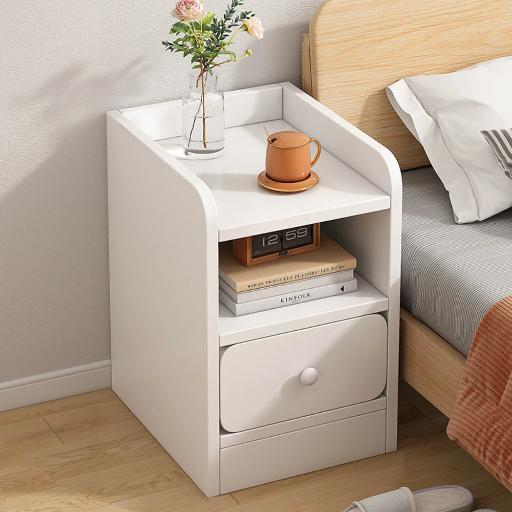 Wooden Simple Nightstand with Drawers for Small Spaces