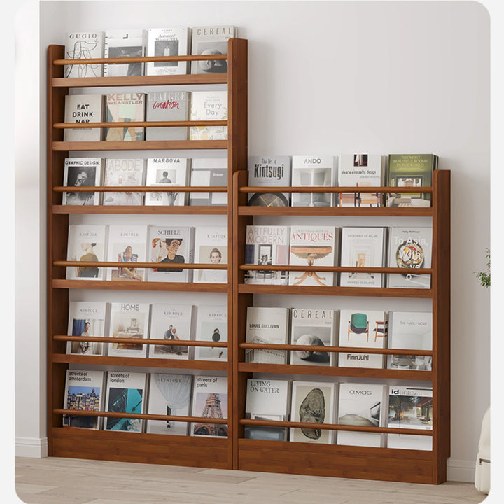 Slim Natural Bamboo Bookshelf Wall Display Rack