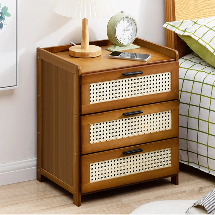 Simple Nightstand with 3 Drawers Solid Storage Cabinet