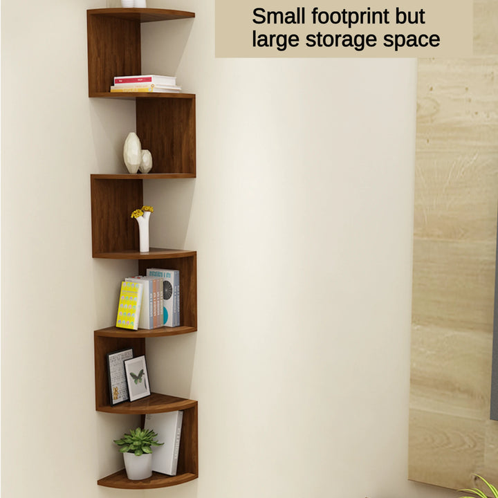 Solid Wall Shelf Wooden Corner Floating Bookcase