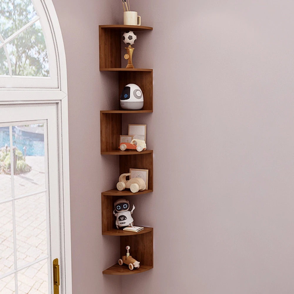 Solid Wall Shelf Wooden Corner Floating Bookcase