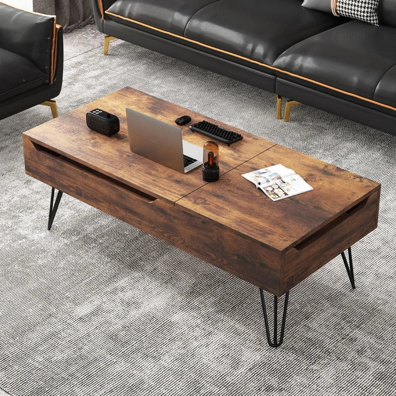 Wooden Lift-Top Coffee Table with Storage Compartment