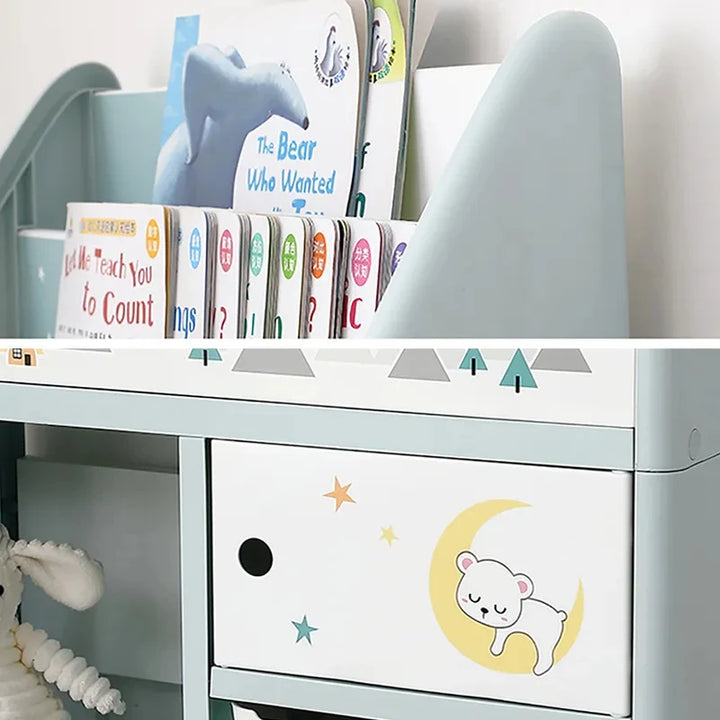 Montessori Bookshelf with Tiered Storage Organizers