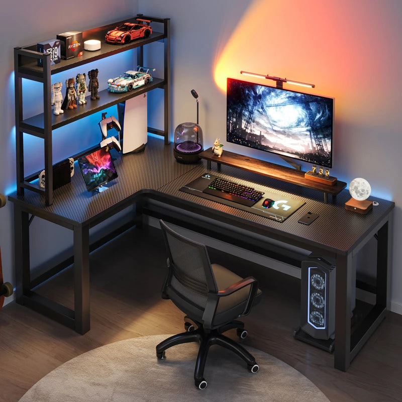 L-Shaped Gaming Desk Computer Desk with Shelf