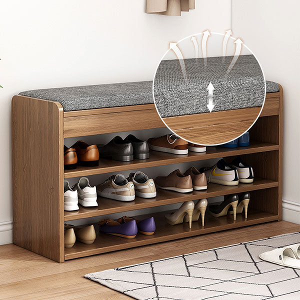 Household Bench with Shoe Storage Cabinet and Padded Cushion for Mudroom