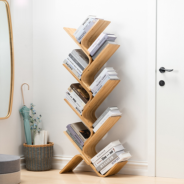 Wooden Designer Bookshelf Modern Corner Bookcase