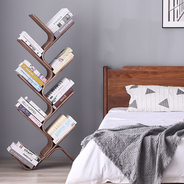 Wooden Designer Bookshelf Modern Corner Bookcase