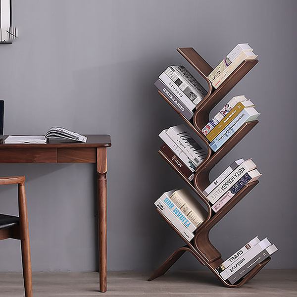 Wooden Designer Bookshelf Modern Corner Bookcase