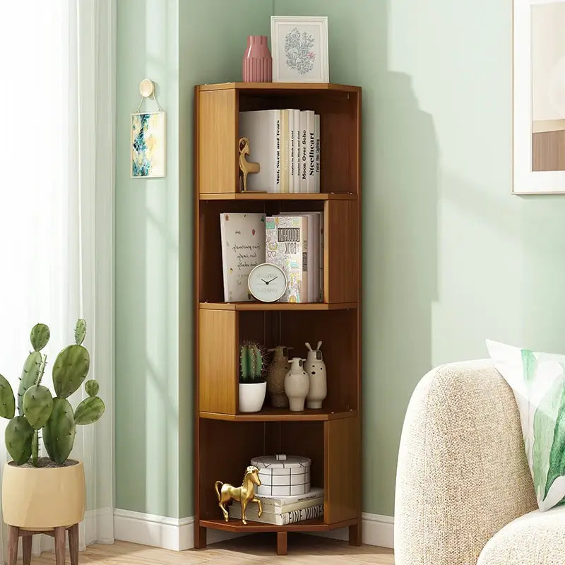 Freestanding Corner Bookcase Display Storage Stand