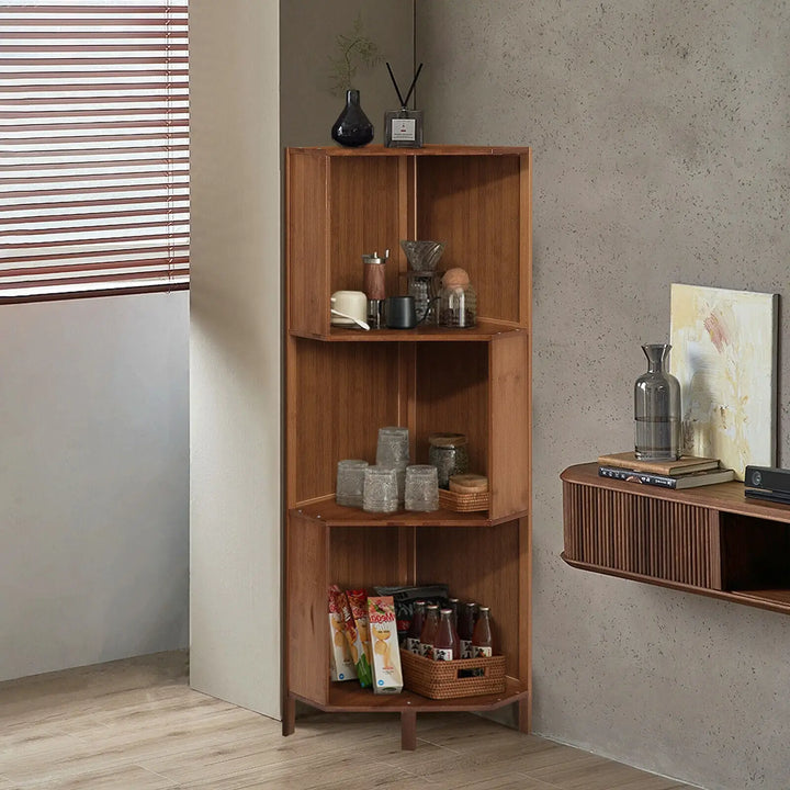 Freestanding Corner Bookcase Display Storage Stand