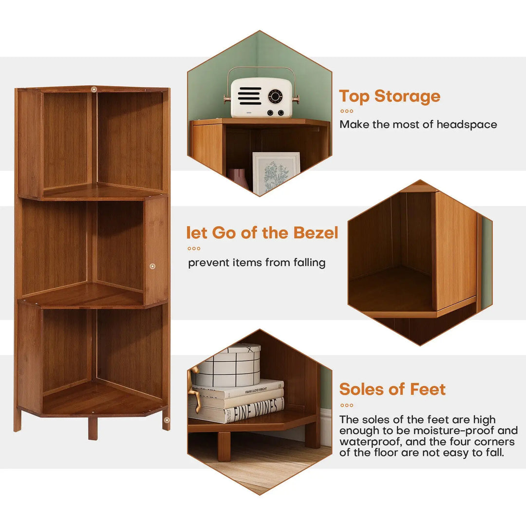 Freestanding Corner Bookcase Display Storage Stand