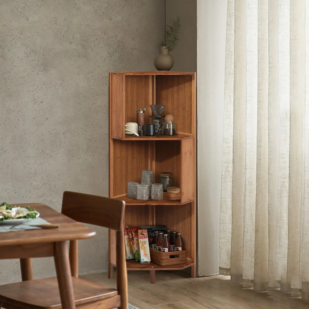 Freestanding Corner Bookcase Display Storage Stand