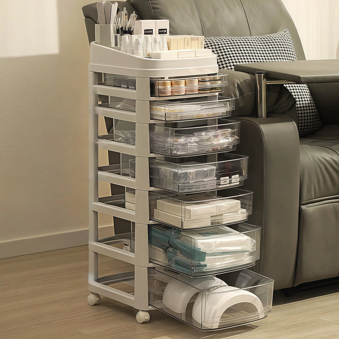 Multi-Drawer Beauty Salon Cart for Cosmetics and Nail Supplies