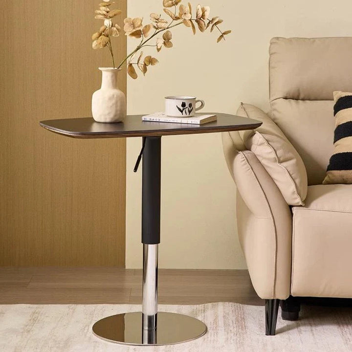 Simple Height-Adjustable Saddle Leather Accent Table