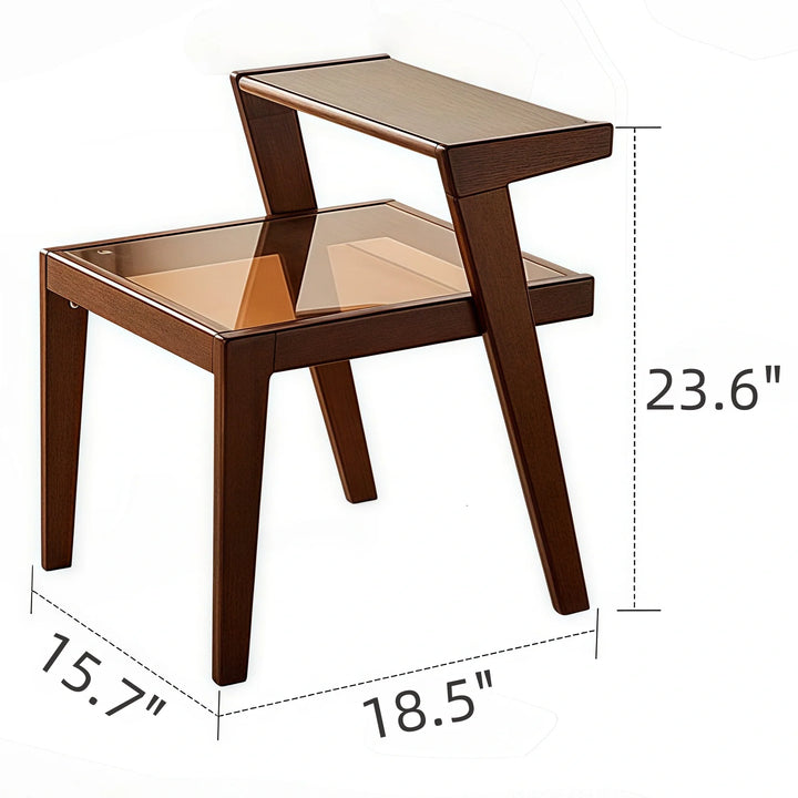 Mid Century Accent Table Simple Side Table with Glass Tabletop