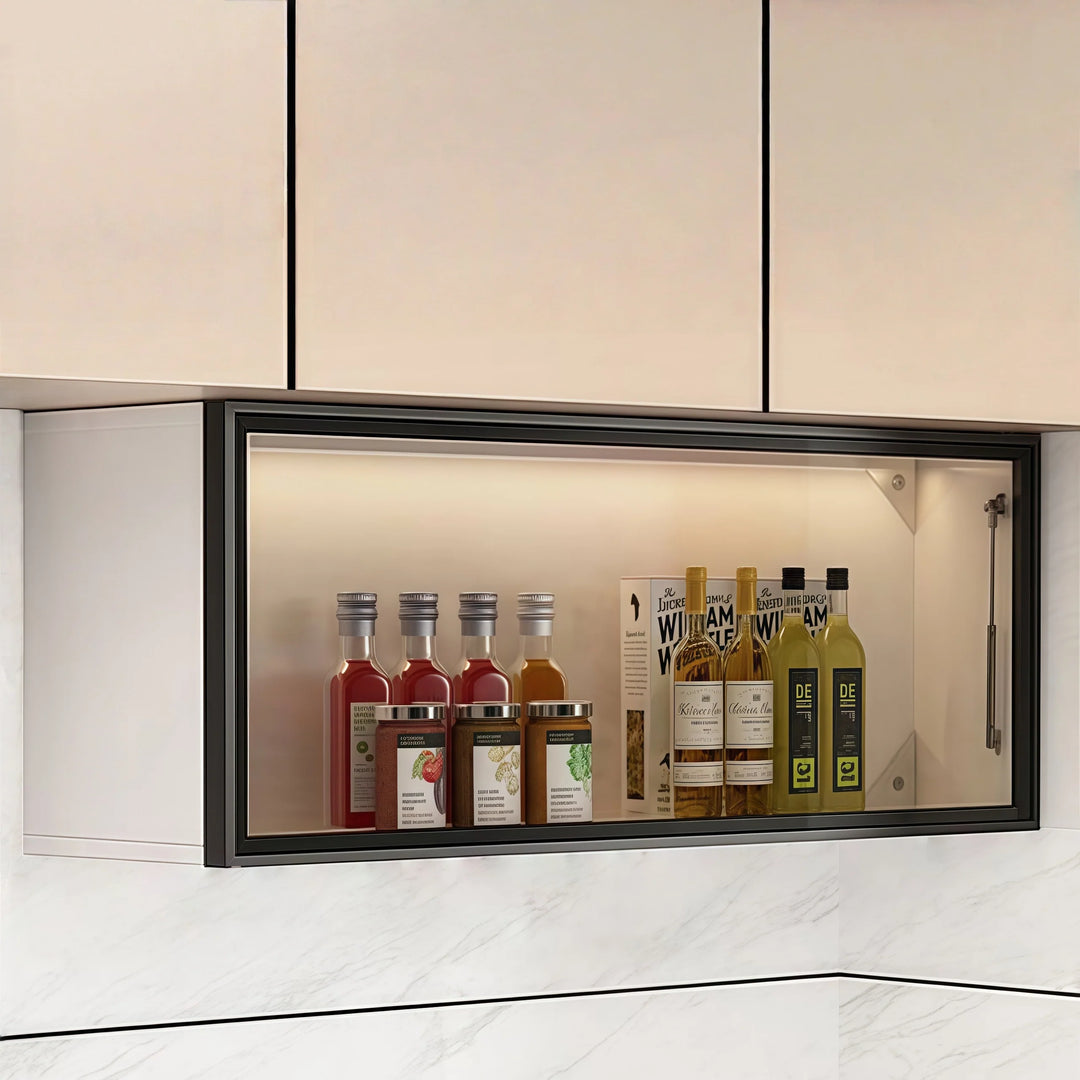 Solid Wood Wall Kitchen Cabinet Simple Glass Rack