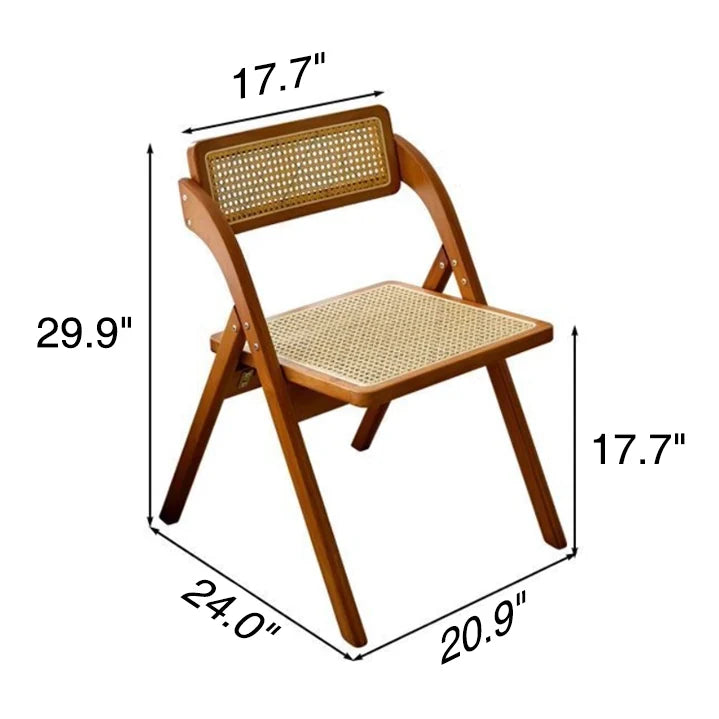 Vintage Rattan Solid Wood Folding Chair