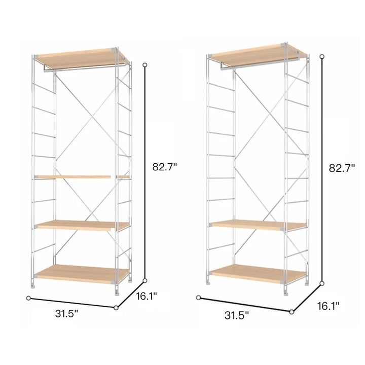 Vintage Freestanding Garment Rack Solid Wood and Steel Closet