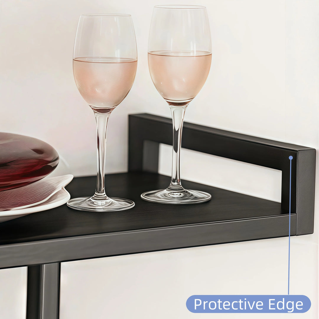 Black Wall Mount Wine Rack Multi-Tier Metal Liquor Rack