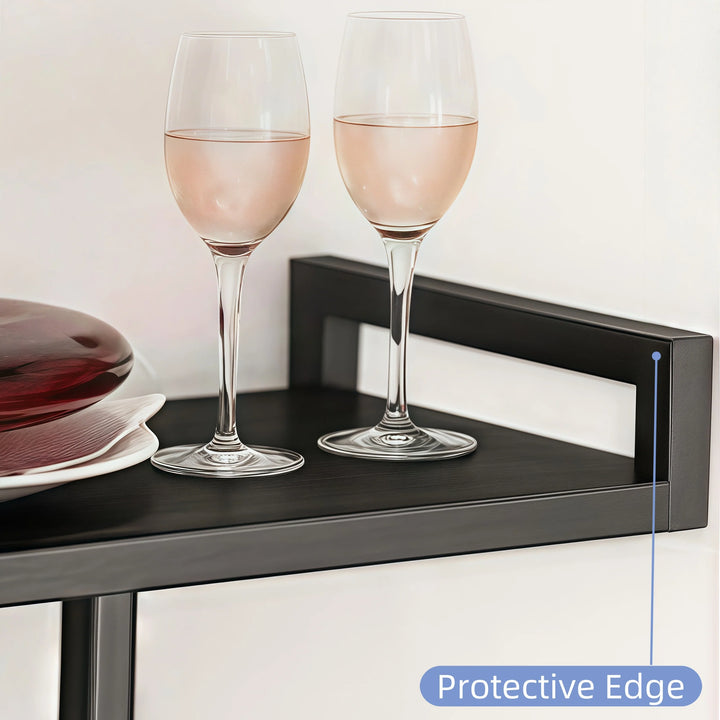 Black Wall Mount Wine Rack Multi-Tier Metal Liquor Rack
