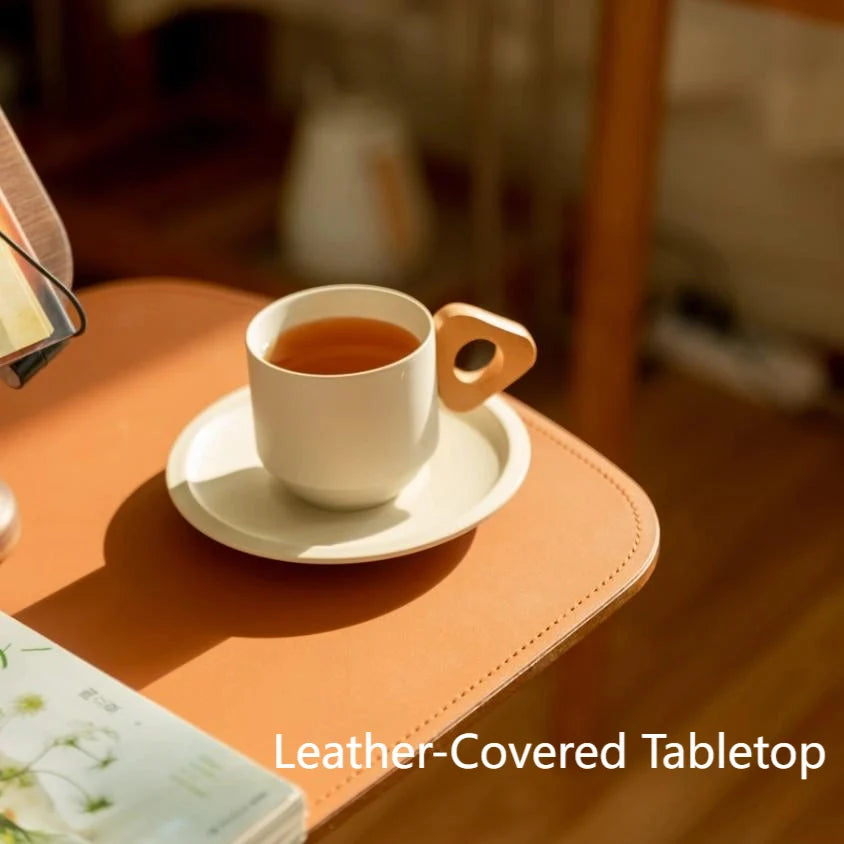 Simple Height-Adjustable Saddle Leather Accent Table
