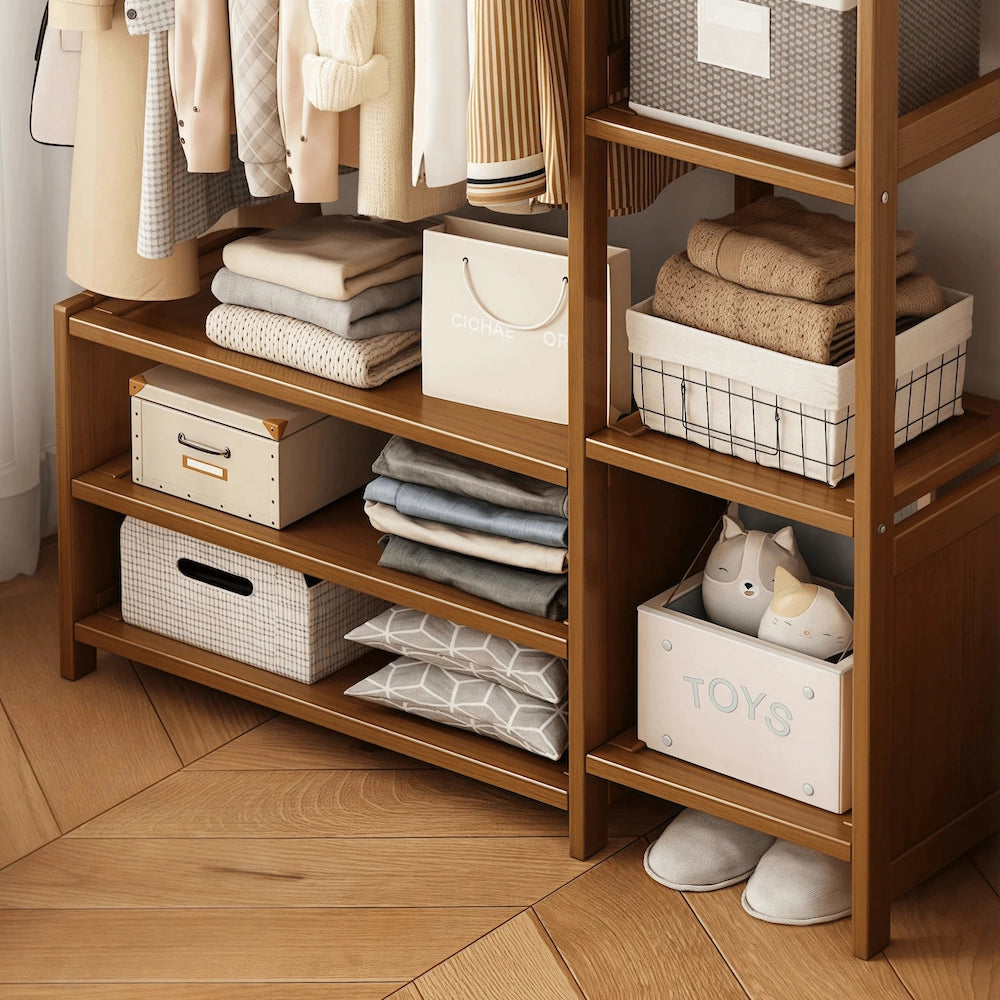 Solid Closet Storage Rack Freestanding Coat Rack Organizer