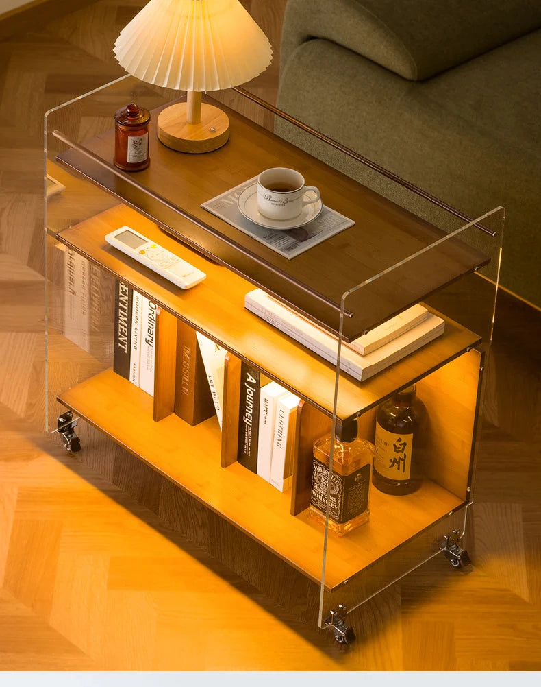 Modern Acrylic Bar Cart Mobile Side Table for Versatile Storage