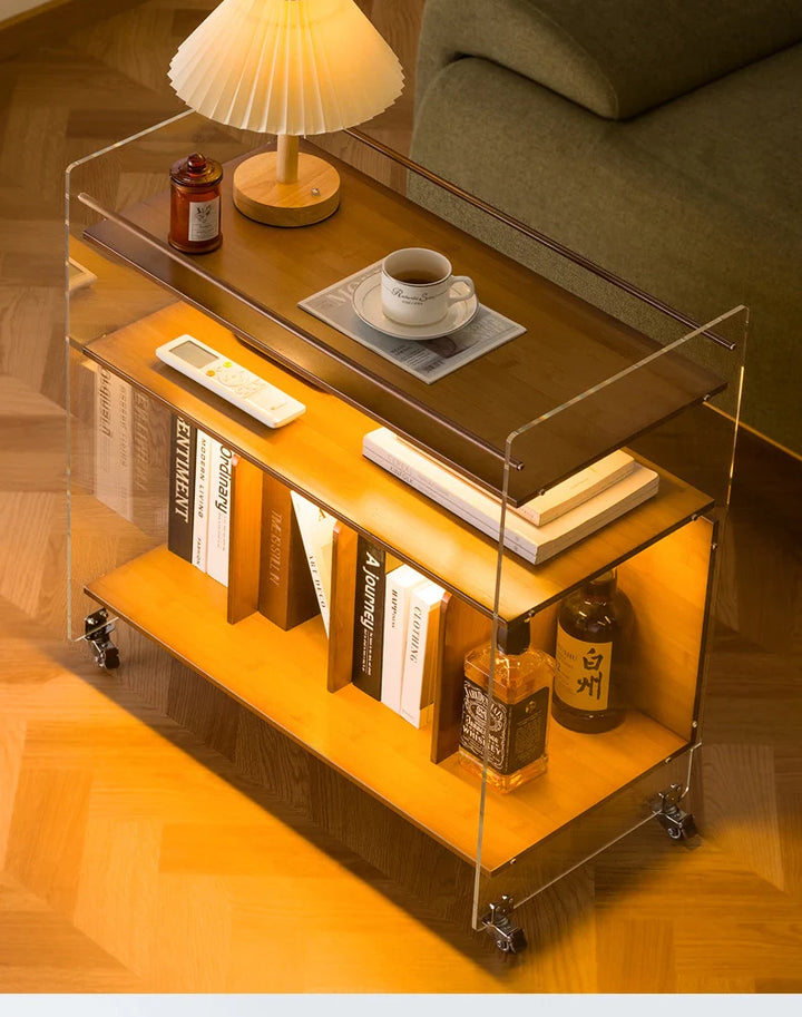 Modern Acrylic Bar Cart Mobile Side Table for Versatile Storage
