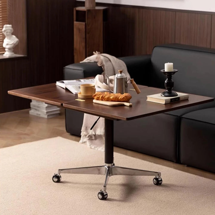 Solid Wood Folding Accent Table Liftable Table with Drawer