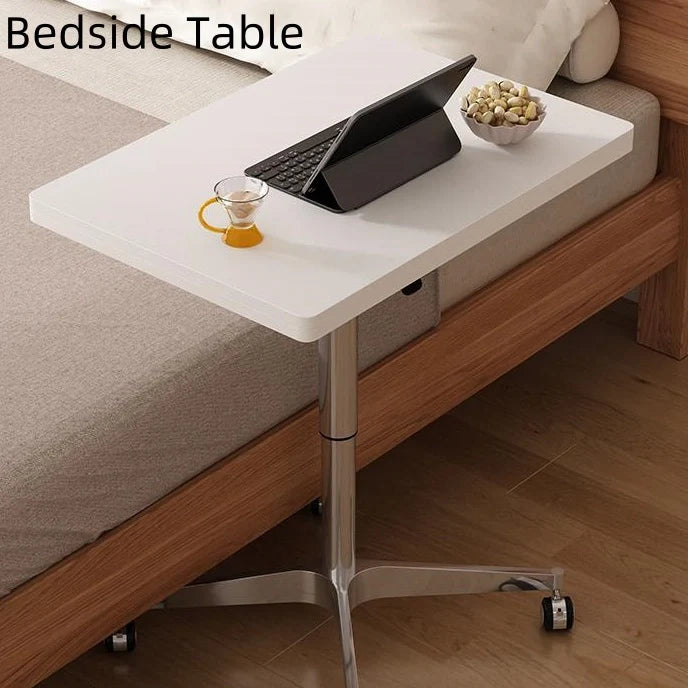 White Folding Accent Table Height Adjustable Square Side Table