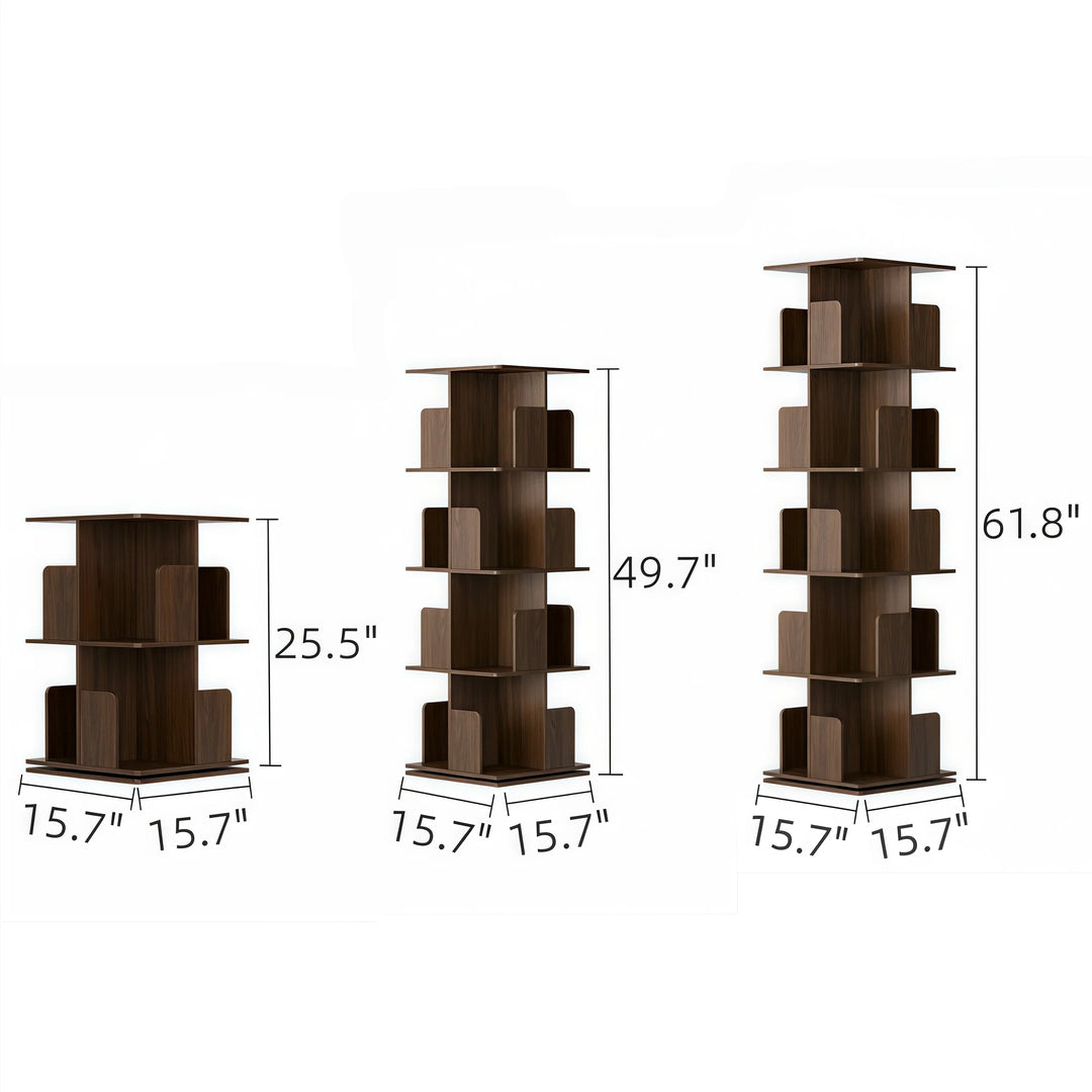 Wooden Rotating Bookcase Tall Freestanding Bookshelf
