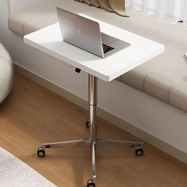 White Folding Accent Table Height Adjustable Square Side Table