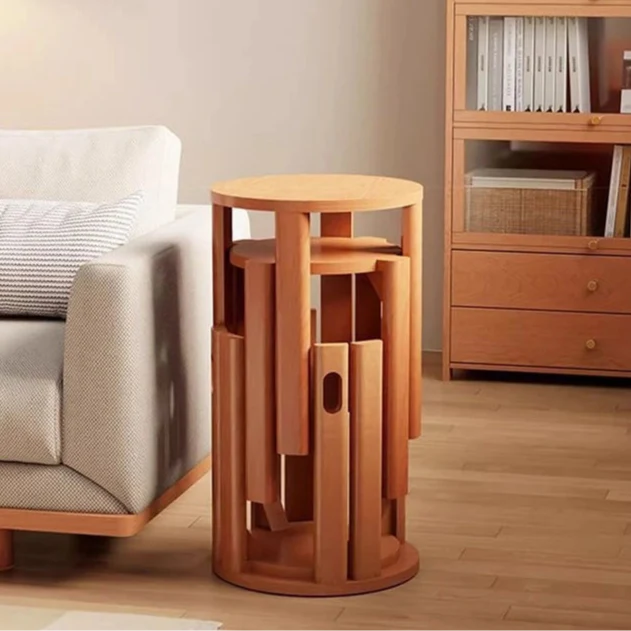 Solid Wood Round Stackable Stool Combination Side Table