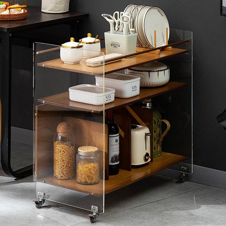 Modern Acrylic Bar Cart Mobile Side Table for Versatile Storage