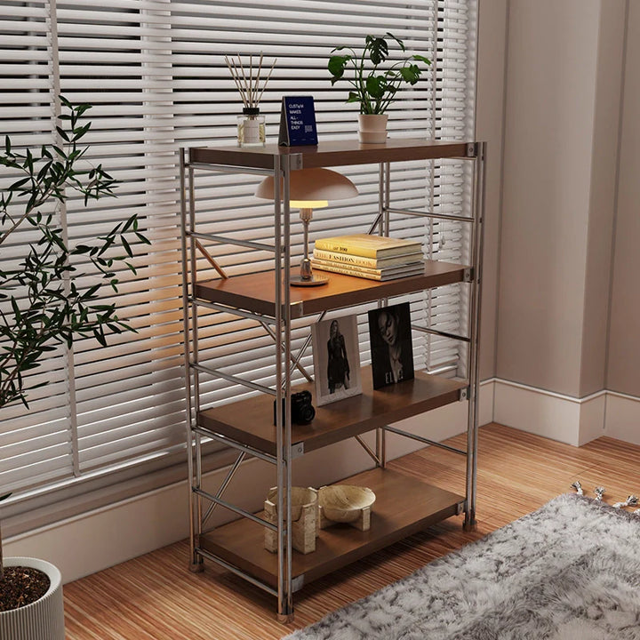 Mid Century Wood Storage Rack Multi Shelf Organizer