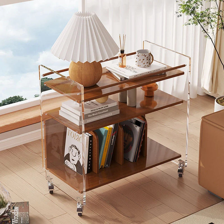 Modern Acrylic Bar Cart Mobile Side Table for Versatile Storage